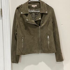 Solitaire Faux Suede Moto Jacket